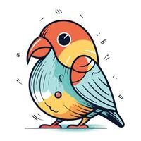 Cute cartoon parrot. Vector illustration. Isolated on white background.