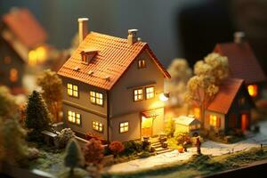 3D Tilt-Shift Blurred Background Realistic Home Interior. Generative AI photo