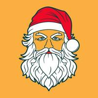 Happy christmas greeting with santa claus face logo style vector illustration