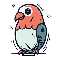 Cute cartoon parrot. Vector illustration. Isolated on white background.