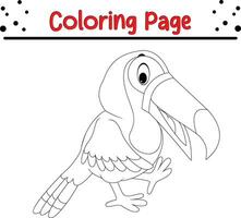 tucán colorante página. pájaro colorante libro para niños vector