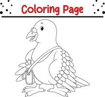 contento pájaro colorante página para niños vector