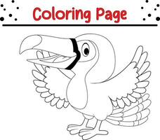 tucán colorante página. pájaro colorante libro para niños vector