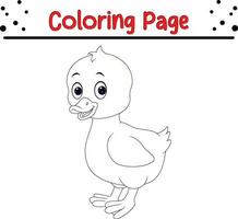 Cute duck coloring page for kids. vector