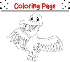 Cute Pelican bird coloring page for kids. Animal coloring book for children. vector