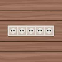 electrical socket on a wooden wall vector