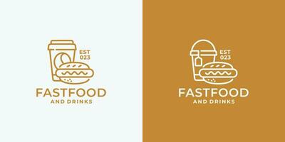 Hot dog and drink fast food logo design vector