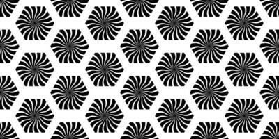 black and white hexagonal illusion seamless pattern vector