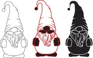 Vector Christmas Gnomes illustration. Gnome collection. Cute set with an elf isolated on white