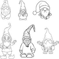 Vector Christmas Gnomes illustration. Gnome collection. Cute set with an elf isolated on white