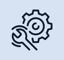 Gear wheel related icon outline and linear vector. vector
