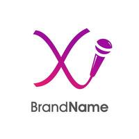 Stylish Initial X Microphone Logo vector