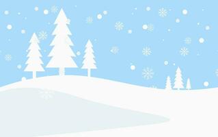 winter landscape background with blue sky and snowy trees vector