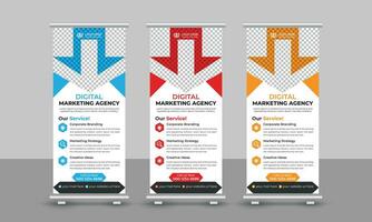 Creative corporate modern digital marketing agency business roll up banner design pull up signage standee x retractable banner design template vector