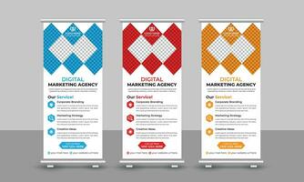 Corporate digital marketing agency business roll up banner design pull up signage standee x retractable banner design template vector