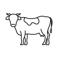 vaca lineal icono. simplificado imagen de ganado. vector ilustración para etiquetado lechería productos