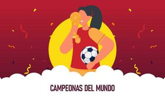 Victory for the Spanish women s national football team vector