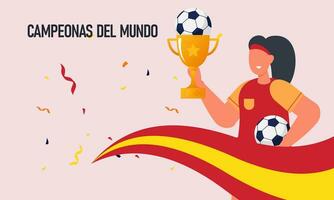 Victory for the Spanish women s national football team vector