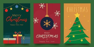 simple minimalist Christmas vector design illustration background with gift, ornament and Christmas tree theme design. for banner, poster, card, social media, promotion