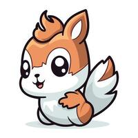 Cute squirrel cartoon mascot isolated on white background. Vector illustration.