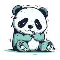 Panda bear cartoon vector illustration. Cute panda bear character.