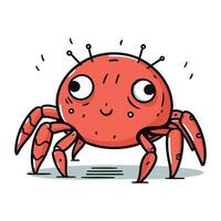 Cute cartoon red crab with big eyes. Vector illustration isolated on white background.