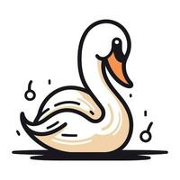 Swan. Vector illustration in doodle style on white background