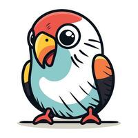 Cute cartoon parrot. Vector illustration isolated on white background.