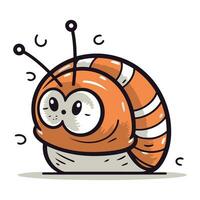 Cute cartoon snail. Vector illustration on white background. Isolated.