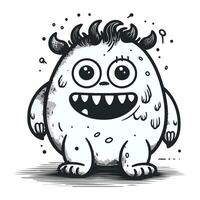 Funny monster with big eyes. Vector illustration in sketch style.