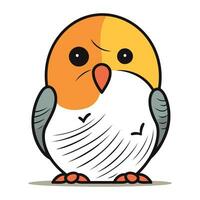 Cute Bird Cartoon Character Vector Illustration. Isolated On White Background