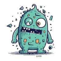 Funny cartoon monster. Vector illustration. Hand drawn doodle monster.