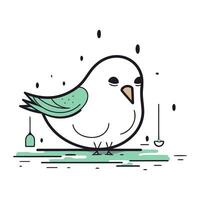 Cute cartoon bird. Vector illustration in doodle style.