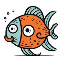 Funny cartoon fish. Vector illustration. Isolated on white background.