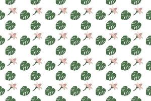 Monstella leave with flower as seamless pattern background vector