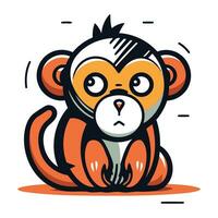 Cute monkey cartoon vector illustration. Cute monkey mascot character.