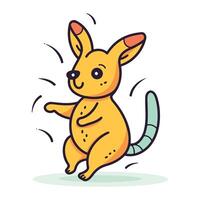 Cute kangaroo vector illustration. Cartoon kangaroo character.