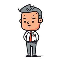 Businessman feeling angry. Vector illustration in doodle style.