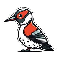 Woodpecker bird isolated on white background. Hand drawn vector illustration.