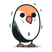 Cute cartoon penguin on white background. Hand drawn vector illustration.