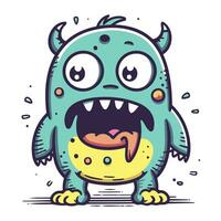 Funny cartoon monster. Vector illustration isolated on the white background.