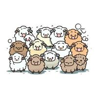 Cartoon sheeps. Vector illustration of cute cartoon sheeps.