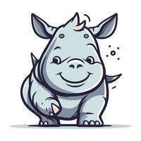 Cute rhinoceros. Vector illustration. Isolated on white background.