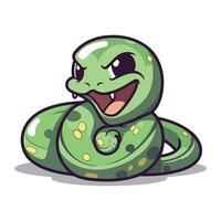 Smiling snake character cartoon style vector illustration isolated on white background.