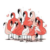 flamenco aves. vector ilustración de un grupo de flamencos