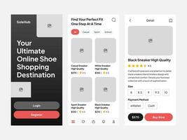 Clean UI UX design template vector. Suitable for mobile application sneaker store, food delivery, clothing, traveling, and grocery. vector