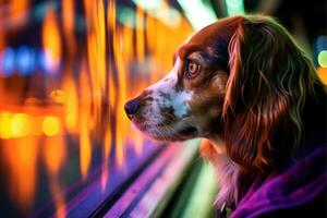 Close-up of cute dog with beautiful bokeh background, Generative AI photo