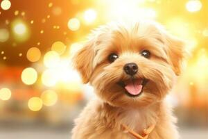 Close-up of cute dog with beautiful bokeh background, Generative AI photo