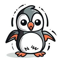 Cute penguin cartoon. Vector illustration isolated on white background.