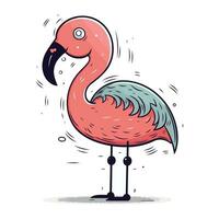 Flamingo. Vector illustration. Isolated on white background.